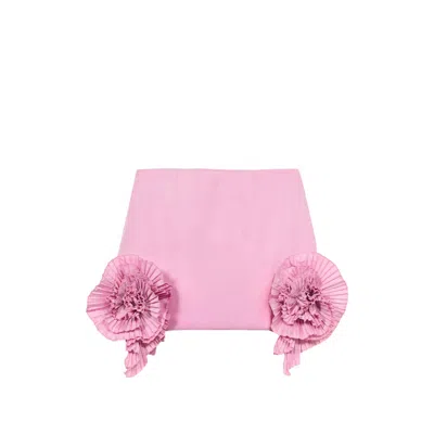 Blumarine Rose-detail Taffeta Mini Skirt In Pink