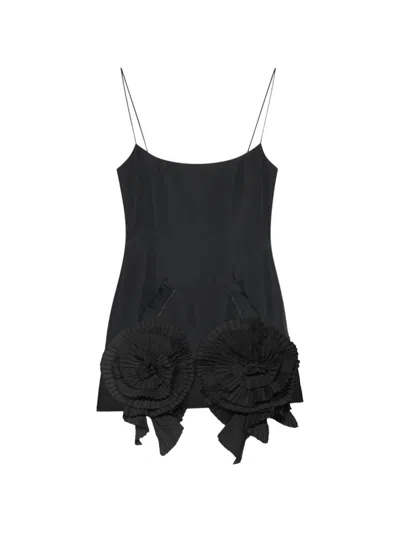 Blumarine Rose-embellished Mini Dress In Black