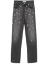 Blumarine Roses Embroidery Jeans In Grey