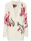 Blumarine Off-white Jacquard Roses Cardigan In White