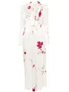 Blumarine Roses-print Maxi Dress In Neutrals