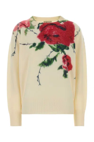 Blumarine Roses Printed Sweater In Neutral