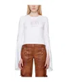 Blumarine Round Collar And Long-sleeved T-shirt In White
