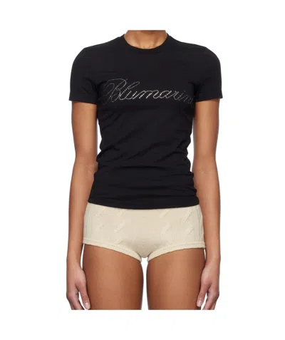 Blumarine Round Neck Short Sleeve T-shirt In Black
