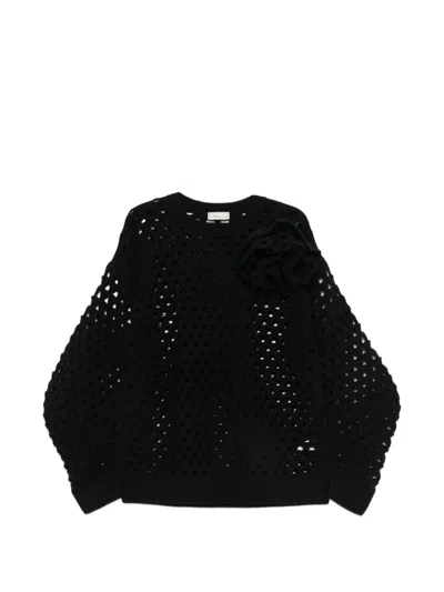 Blumarine Round Neck Sweater In Black