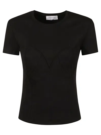 Blumarine Fitted Bustier T-shirt With Embossed Seams In Black