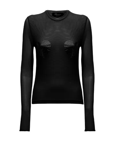 Blumarine Round-necked T-shirt In Black