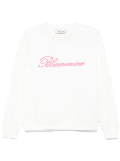 Blumarine Rubberised-logo Sweatshirt In White