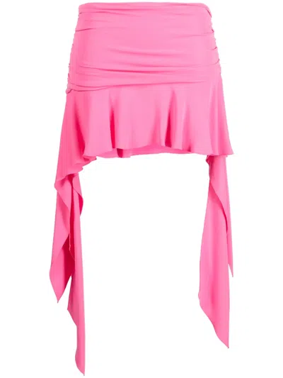 Blumarine Ruched Asymmetric Miniskirt In Pink