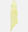 Blumarine Ruched Corsage Jersey Midi Dress In Luce Del Sole
