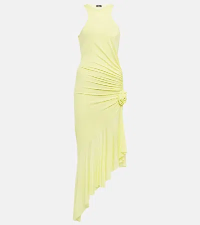 Blumarine Ruched Corsage Jersey Midi Dress In N0220 Luce Del Sole