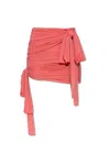 Blumarine Ruched Detailed Asymmetric Mini Skirt In Pink