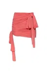 Blumarine Ruched Detailed Asymmetric Mini Skirt In Pink