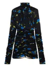 Blumarine Ruched Floral-print Mini Dress In Blue
