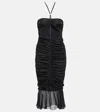 Blumarine Ruched Jersey Midi Dress In Nero