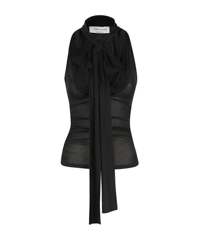 Blumarine Ruched Jersey Top In Black