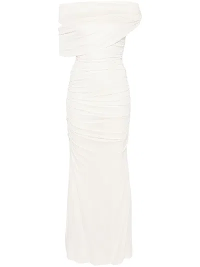 Blumarine Ruched Maxi Dress In White