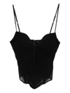 Blumarine Ruched Mesh Top In Black