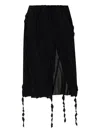 Blumarine Textured Fabric Skirt With Ruffled Slit In Black