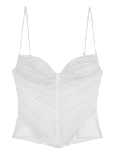 Blumarine Ruched-panel Corset Top In White