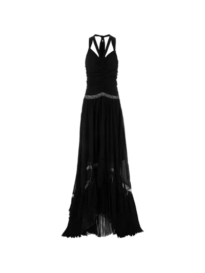 Blumarine Ruched Pleated Dress In Black