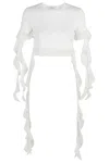 Blumarine T-shirt With Flounces And Ruffles In Ottico