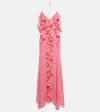 Blumarine Ruffle Cotton And Silk Maxi Dress In Bubblegum