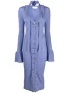 Blumarine Ruffle-detail Wool Dress In Purple