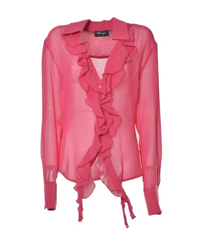 Blumarine Ruffle Long-sleeve Blouse In Red