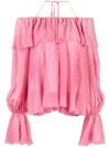 Blumarine Ruffle Off-shoulder Blouse In Pink