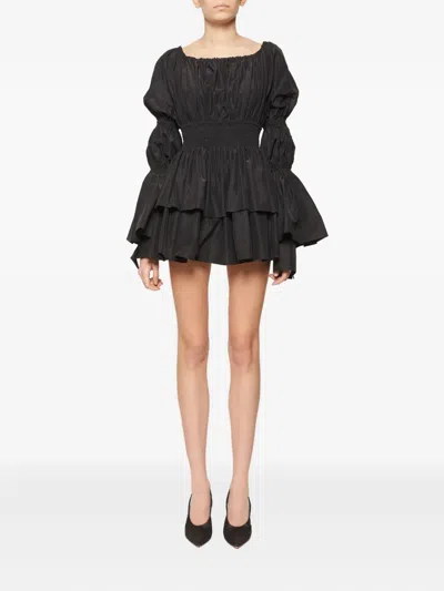 Blumarine Ruffle-panels Mini Dress In Black
