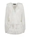 Blumarine Ruffle Trim Blouse In White