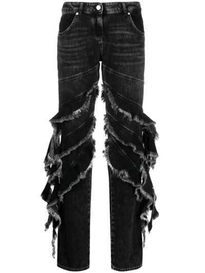 Blumarine Ruffle-detail Jeans In Schwarz