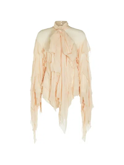 Blumarine Ruffled Scarf-detail Georgette Blouse In Multi