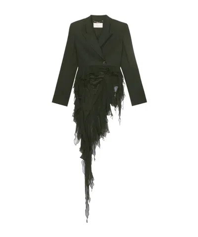 Blumarine Ruffled Asymmetric Jacket In Green