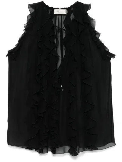 Blumarine Ruffled Blouse In Black