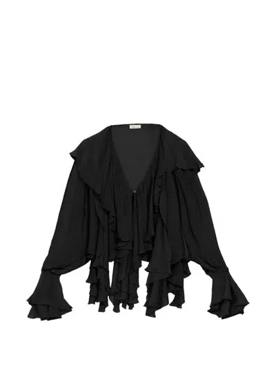 Blumarine Ruffled Blouse In Black
