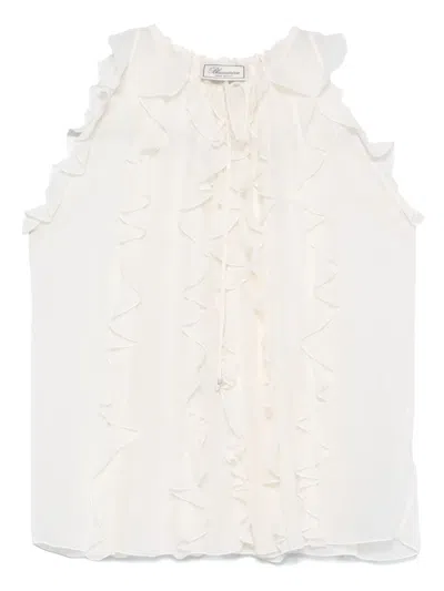 Blumarine Ruffled Blouse In Neutrals