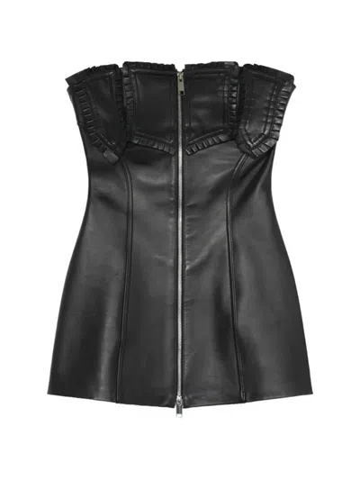 Blumarine Ruffled Bustier Mini Dress In Black
