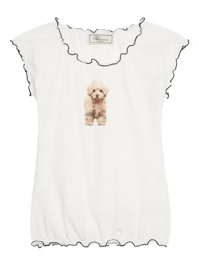 Blumarine Ruffled Cap-sleeve Top