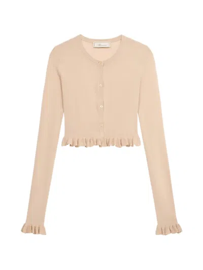 Blumarine Ruffled Cardigan In Neutral