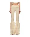 Blumarine Beige Ruffle Trousers In Nude