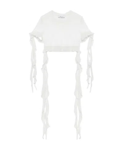 BLUMARINE RUFFLED COTTON CROP TOP