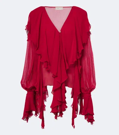 Blumarine Ruffled Crêpe Blouse In Red