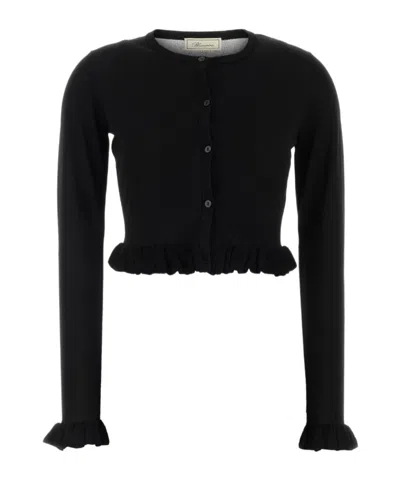 Blumarine Ruffled Cropped Cardigan In Black