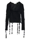 Blumarine Ruffled-detail Long-sleeve Top In Black