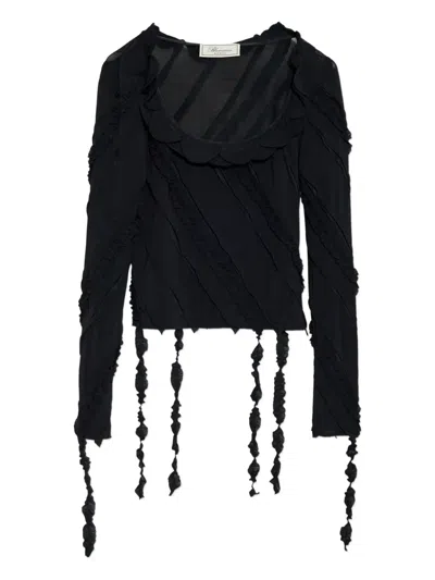 BLUMARINE RUFFLED-DETAIL LONG-SLEEVE TOP