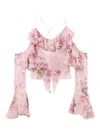 Blumarine Ruffled Floral-print Top In Pink