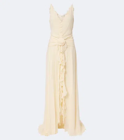 Blumarine Ruffled Georgette Gown In Yellow
