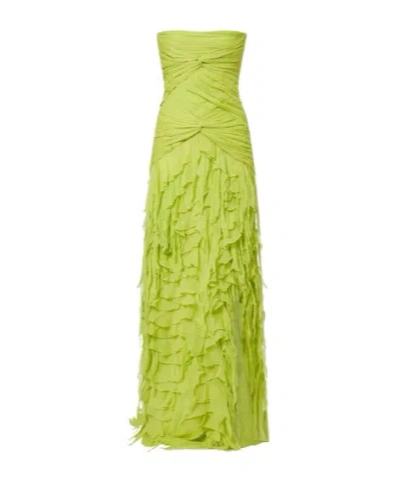 Blumarine Ruffled Georgette Maxi Dress In Green
